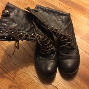 Brown Vegan Boots Lace Up Combat